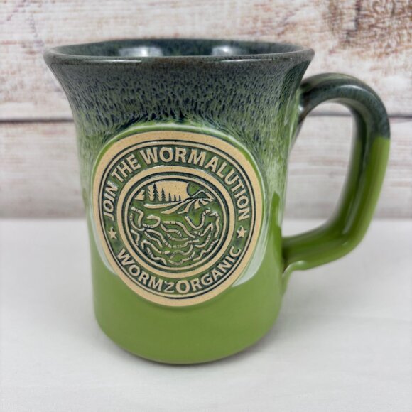 Wormz Organic "Join the Wormalution" Green Mug Deneen Pottery - Picture 1 of 7